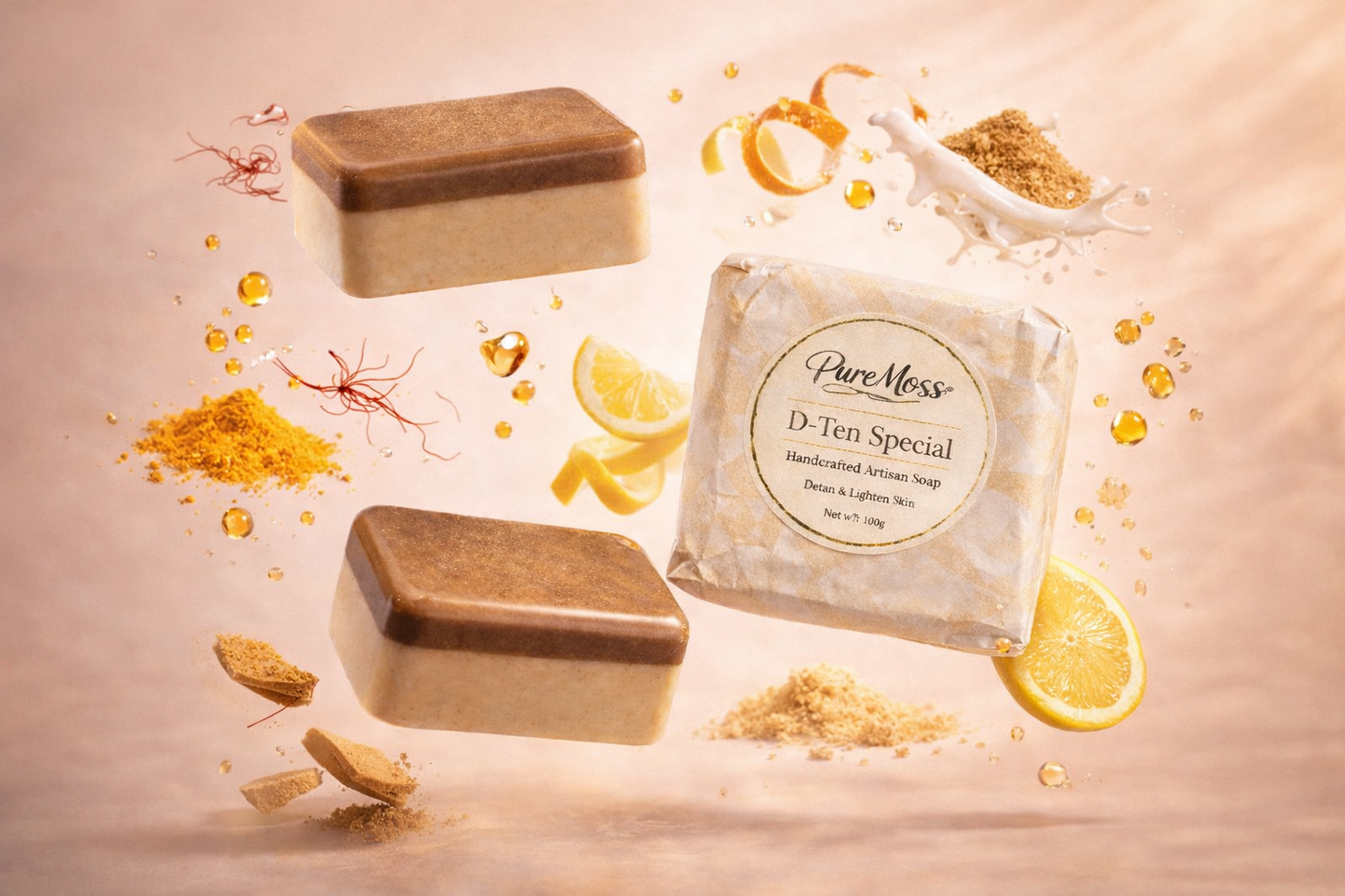 Natural De-Tan Herbal Soap for Dark Spots & Sun Tan Removing